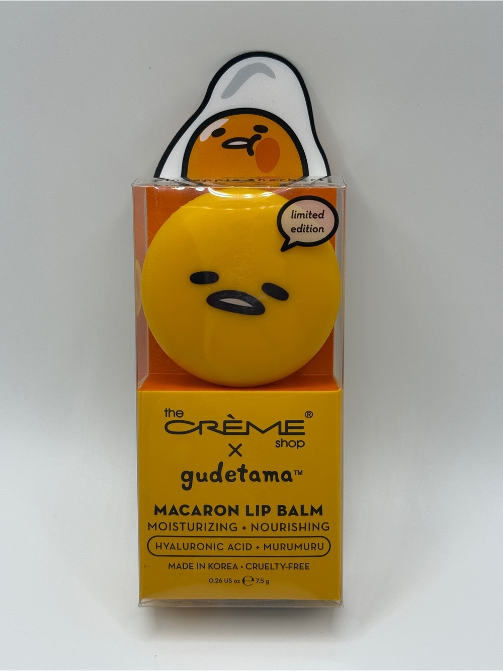 Limited Edition The Crème Shop x Sanrio Gudetama “lazy egg” Macaron Lip Balm
